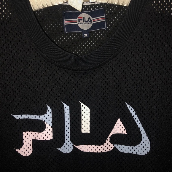 Oversized Fila fishnet mesh T-shirt / bathing suit cover / dress - Picture 2 of 3